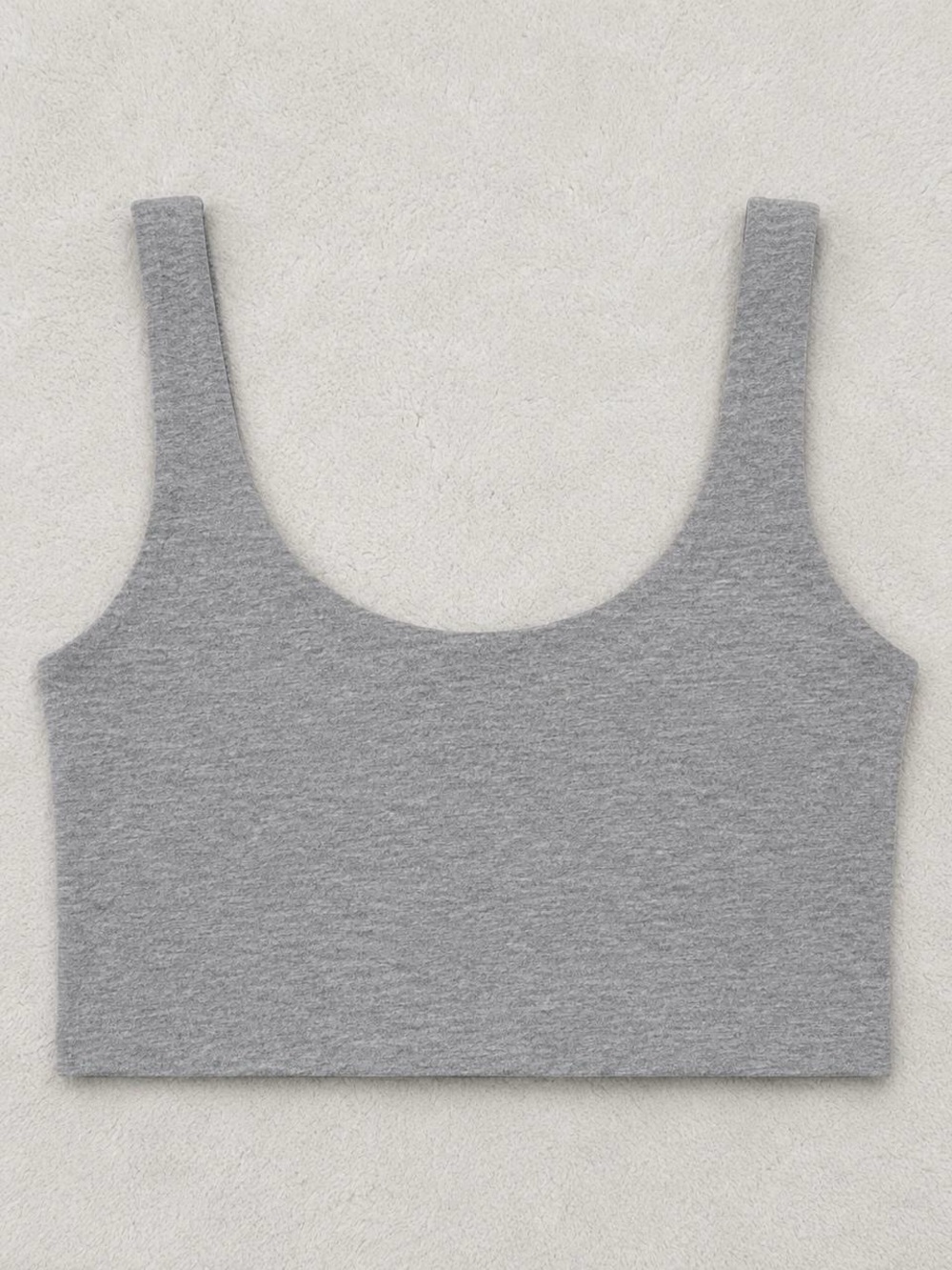 Heather Gray Ribbed Scoop Crop Tank